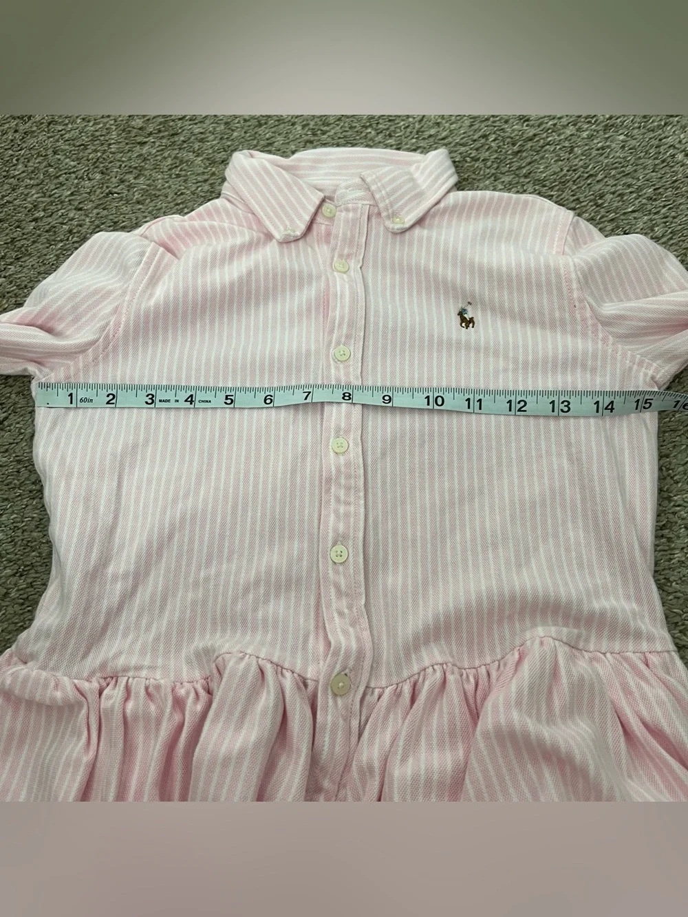 Polo by Ralph Lauren Pink Stripe Button-Front Kids Dress Size 16